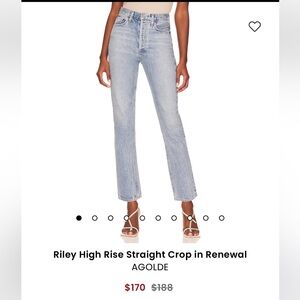 AGOLDE - Riley High Rise Straight Crop Jeans - Size 27